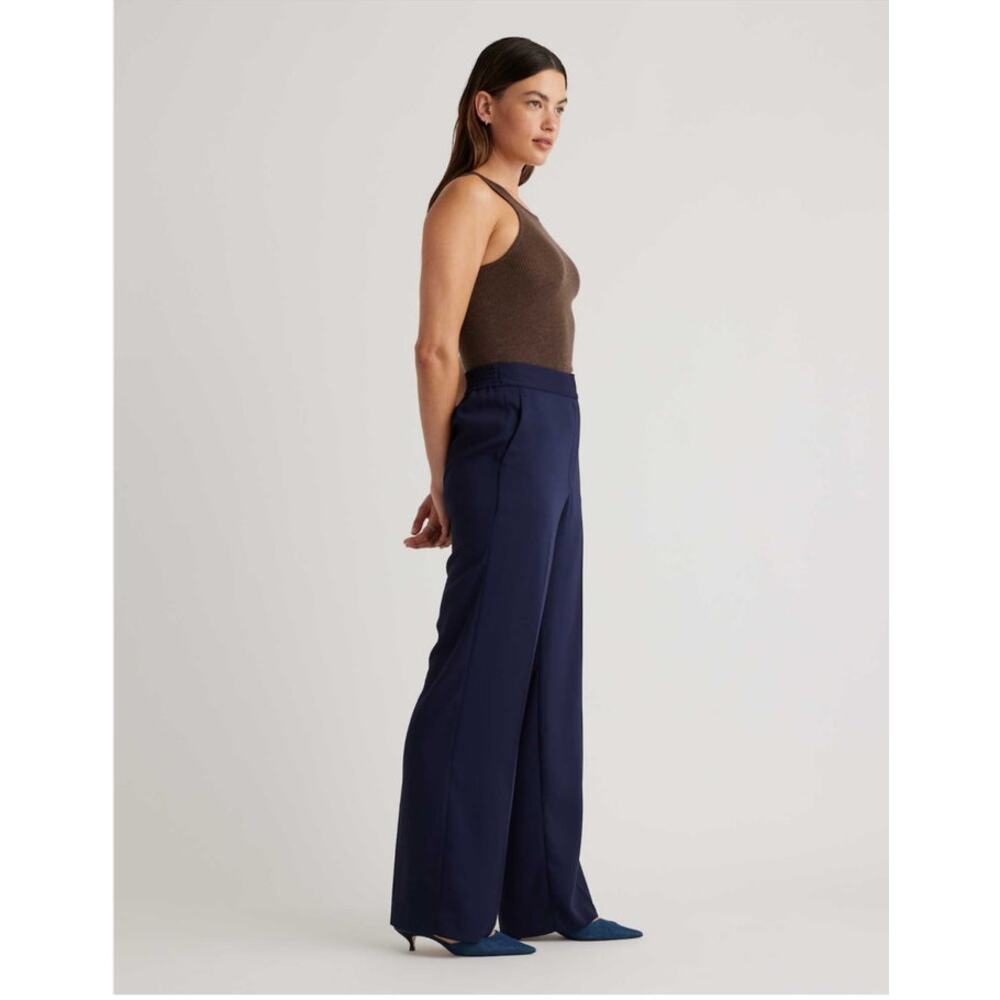 Quince Navy Stretch Crepe Trouser Pants Tailored Work Office Chic Size 0